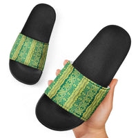 Hawaii Lei with Tribal Quilt Motif Slide Sandals - Polynesian Pride
