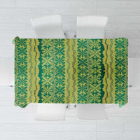 Hawaii Lei with Tribal Quilt Motif Tablecloth LT9 Green - Polynesian Pride