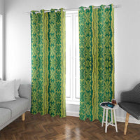 Hawaii Lei with Tribal Quilt Motif Window Curtain LT9 With Grommets Green - Polynesian Pride