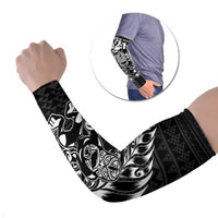 New Zealand Rugby Warrior Custom Arm Sleeves Black Fern Taniko Motif - Polynesian Pride