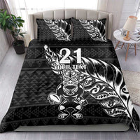New Zealand Rugby Warrior Custom Bedding Set Black Fern Taniko Motif