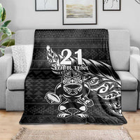 New Zealand Rugby Warrior Custom Blanket Black Fern Taniko Motif