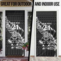 New Zealand Rugby Warrior Custom Door Cover Black Fern Taniko Motif - Polynesian Pride