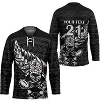 New Zealand Rugby Warrior Custom Hockey Jersey Black Fern Taniko Motif LT9 - Polynesian Pride