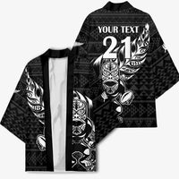 New Zealand Rugby Warrior Custom Kimono Black Fern Taniko Motif - Polynesian Pride