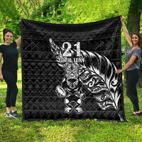 New Zealand Rugby Warrior Custom Quilt Black Fern Taniko Motif
