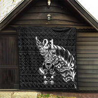 New Zealand Rugby Warrior Custom Quilt Black Fern Taniko Motif