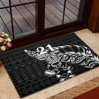 New Zealand Rugby Warrior Custom Rubber Doormat Black Fern Taniko Motif