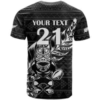 New Zealand Rugby Warrior Custom T Shirt Black Fern Taniko Motif