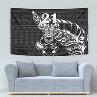 New Zealand Rugby Warrior Custom Tapestry Black Fern Taniko Motif