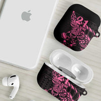 New Zealand Rugby Warrior Custom AirPods Case Pink Fern Taniko Motif LT9 - Polynesian Pride