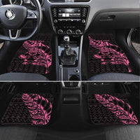 New Zealand Rugby Warrior Custom Car Mats Pink Fern Taniko Motif