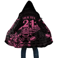 New Zealand Rugby Warrior Custom Cloak Pink Fern Taniko Motif LT9 Unisex Pink - Polynesian Pride