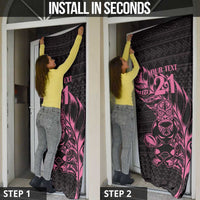 New Zealand Rugby Warrior Custom Door Cover Pink Fern Taniko Motif LT9 - Polynesian Pride