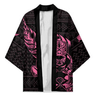 New Zealand Rugby Warrior Custom Kimono Pink Fern Taniko Motif LT9 Unisex Pink - Polynesian Pride