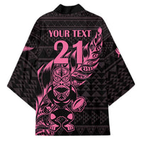 New Zealand Rugby Warrior Custom Kimono Pink Fern Taniko Motif LT9 - Polynesian Pride