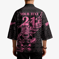 New Zealand Rugby Warrior Custom Kimono Pink Fern Taniko Motif LT9 - Polynesian Pride