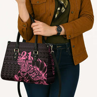 New Zealand Rugby Warrior Custom Leather Bag Pink Fern Taniko Motif LT9 - Polynesian Pride