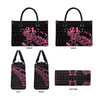 New Zealand Rugby Warrior Custom Leather Bag Pink Fern Taniko Motif LT9 - Polynesian Pride