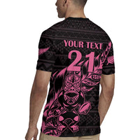 New Zealand Rugby Warrior Custom Rugby Jersey Pink Fern Taniko Motif LT9 - Polynesian Pride