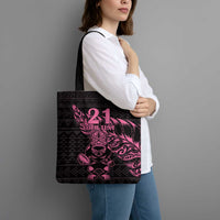 New Zealand Rugby Warrior Custom Tote Bag Pink Fern Taniko Motif LT9 - Polynesian Pride