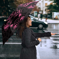 New Zealand Rugby Warrior Custom Umbrella Pink Fern Taniko Motif LT9 - Polynesian Pride