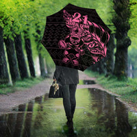 New Zealand Rugby Warrior Custom Umbrella Pink Fern Taniko Motif LT9 - Polynesian Pride