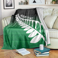 Green Silver Fern Spirit Taniko Tukutuku Personalised Blanket