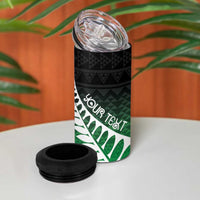 Green Silver Fern Spirit Taniko Tukutuku Personalised 4 in 1 Can Cooler Tumbler LT9 - Polynesian Pride