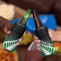 Green Silver Fern Spirit Taniko Tukutuku Personalised 4 in 1 Can Cooler Tumbler LT9 - Polynesian Pride