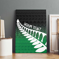 Green Silver Fern Spirit Taniko Tukutuku Personalised Canvas Wall Art