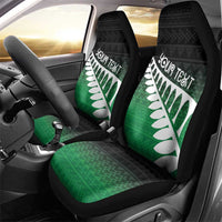 Green Silver Fern Spirit Taniko Tukutuku Personalised Car Seat Cover