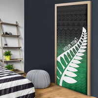 Green Silver Fern Spirit Taniko Tukutuku Personalised Door Cover - Polynesian Pride