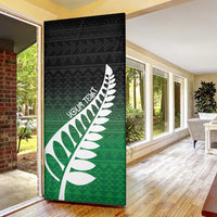 Green Silver Fern Spirit Taniko Tukutuku Personalised Door Cover - Polynesian Pride
