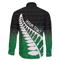 Green Silver Fern Spirit Taniko Tukutuku Personalised Family Matching Long Sleeve Bodycon Dress and Hawaiian Shirt LT9 - Polynesian Pride