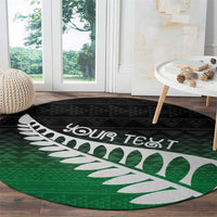Green Silver Fern Spirit Taniko Tukutuku Personalised Round Carpet