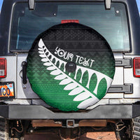Green Silver Fern Spirit Taniko Tukutuku Personalised Spare Tire Cover
