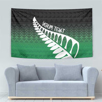 Green Silver Fern Spirit Taniko Tukutuku Personalised Tapestry