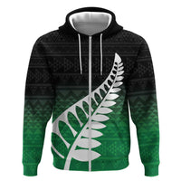 Green Silver Fern Spirit Taniko Tukutuku Personalised Zip Hoodie