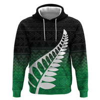 Green Silver Fern Spirit Taniko Tukutuku Personalised Zip Hoodie