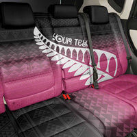 Pink Silver Fern Spirit Taniko Tukutuku Personalised Back Car Seat Cover