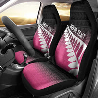 Pink Silver Fern Spirit Taniko Tukutuku Personalised Car Seat Cover