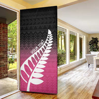 Pink Silver Fern Spirit Taniko Tukutuku Personalised Door Cover - Polynesian Pride