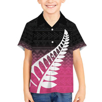 Pink Silver Fern Spirit Taniko Tukutuku Personalised Kid Hawaiian Shirt LT9 Kid Pink - Polynesian Pride