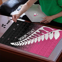 Pink Silver Fern Spirit Taniko Tukutuku Personalised Puzzle - Polynesian Pride