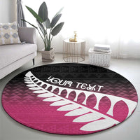 Pink Silver Fern Spirit Taniko Tukutuku Personalised Round Carpet