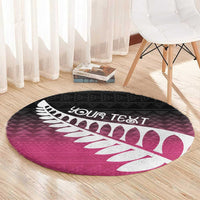 Pink Silver Fern Spirit Taniko Tukutuku Personalised Round Carpet