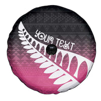 Pink Silver Fern Spirit Taniko Tukutuku Personalised Spare Tire Cover