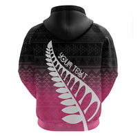 Pink Silver Fern Spirit Taniko Tukutuku Personalised Zip Hoodie