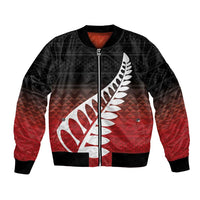 Red Silver Fern Spirit Taniko Tukutuku Personalised Bomber Jacket LT9 Unisex Red - Polynesian Pride